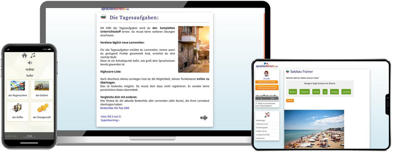 Deutsch lernen für Bulgaren-Basiskurs (A1/A2) + Audiotrainer - Onlinekurs Deutsch lernen für Bulgaren-Basiskurs (A1/A2) + Audiotrainer - Onlinekurs