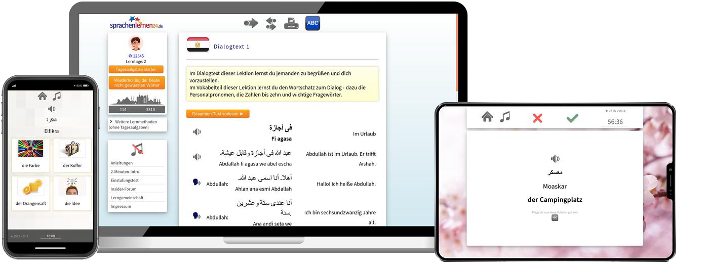 Ägyptisch XXL Sprachpaket Onlinekurs mit Basis Aufbaukurs und Audiotrainer