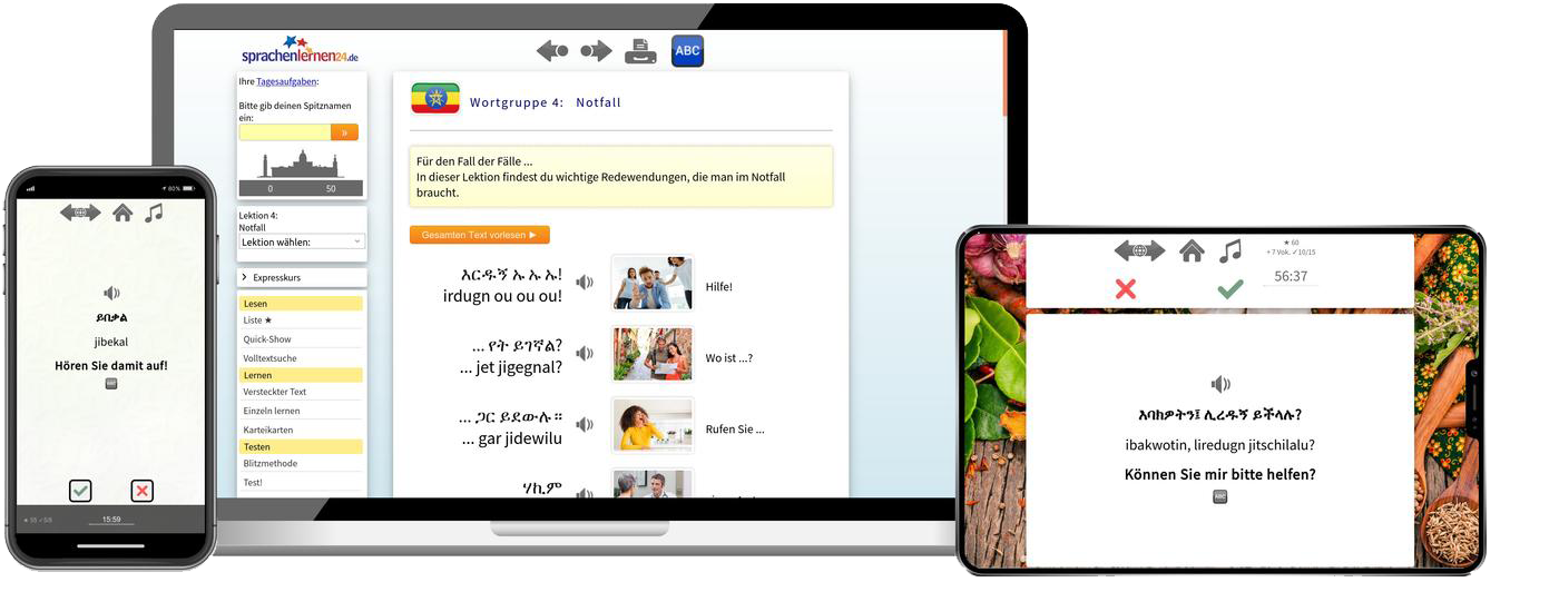 Amharisch Reisepaket Sprachkurs mit Audiotrainer für Urlaub und Reise