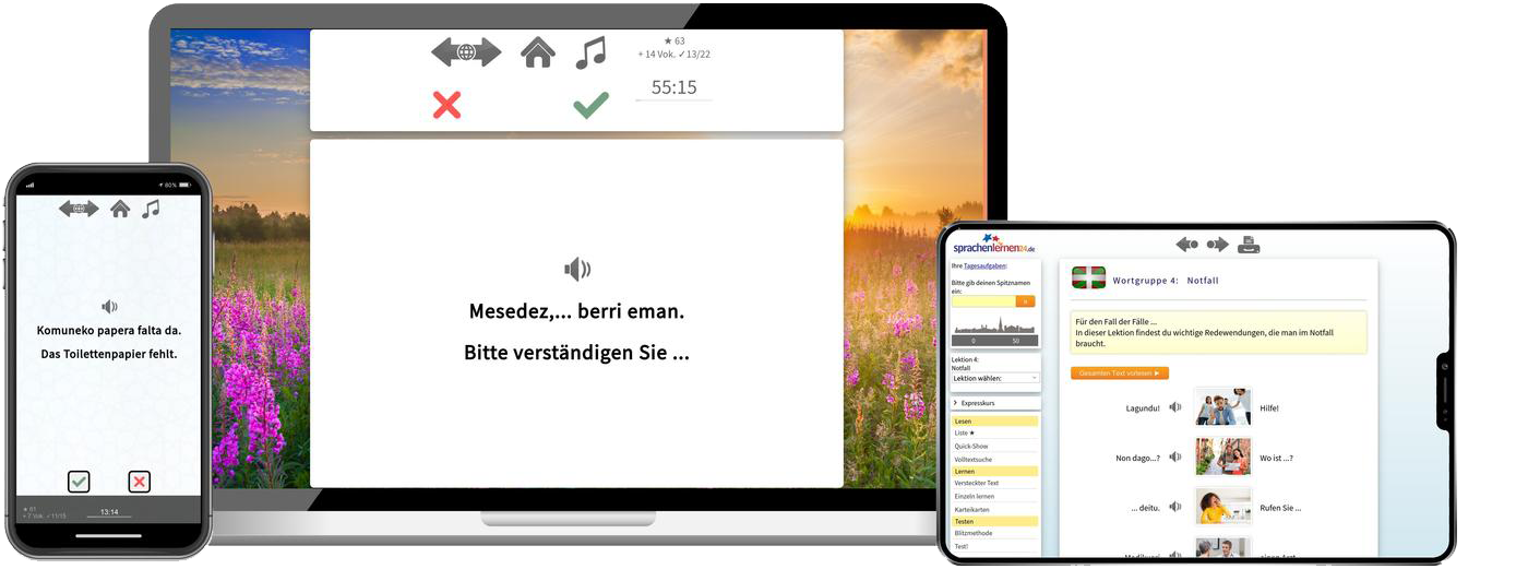 Baskisch Expresskurs A1 Onlinekurs mit Audiotrainer für Anfänger und Reisen