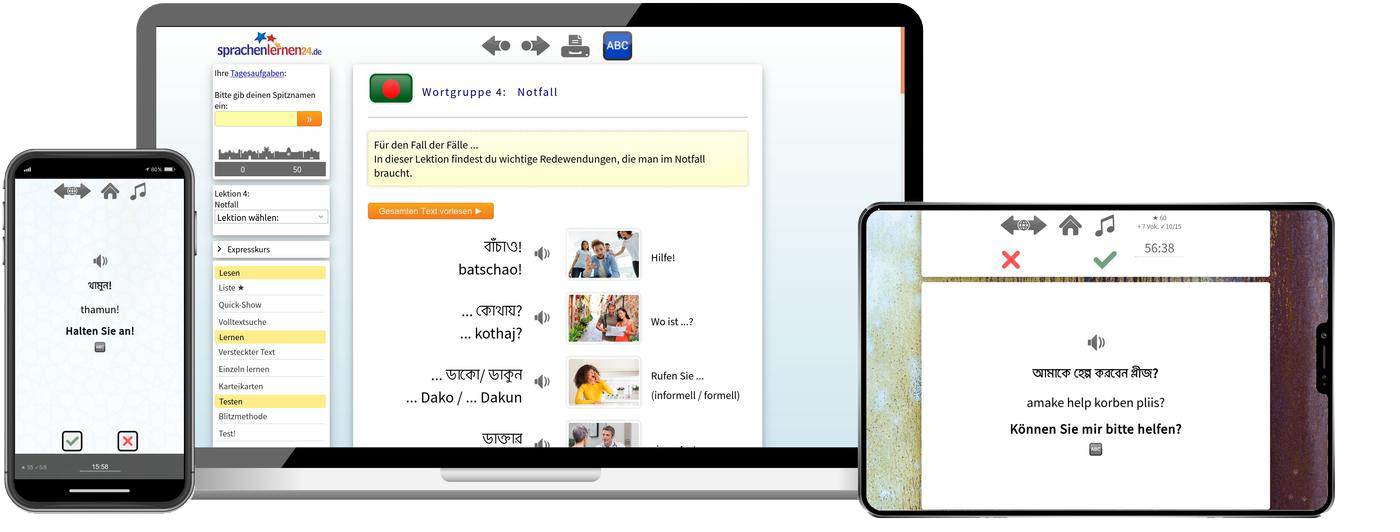Bengalisch Reisepaket Sprachkurs mit Audiotrainer für Urlaub und Reise