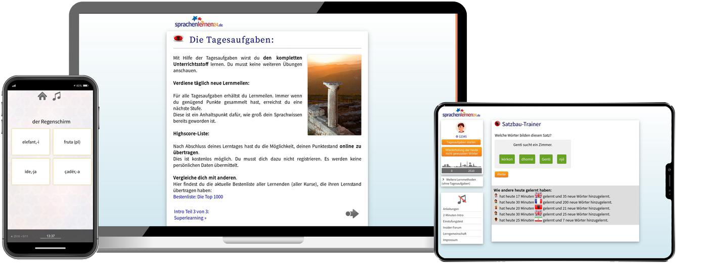 Deutsch lernen für Albaner Basiskurs A1 A2 Onlinekurs für Anfänger