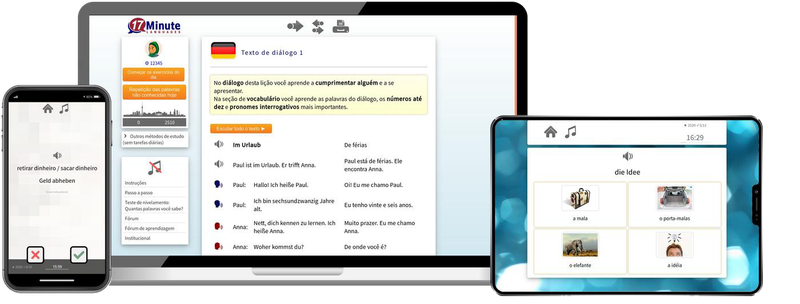 Deutsch lernen für Brasilianer-Basiskurs (A1/A2) + Audiotrainer - Onlinekurs