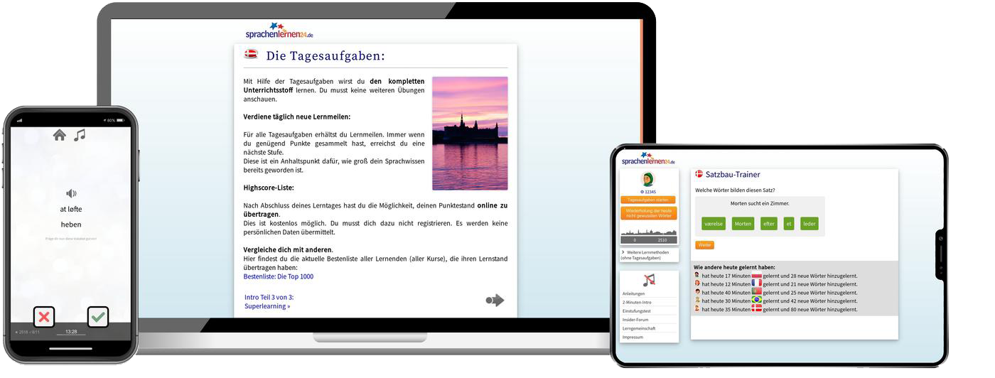 Deutsch lernen für Dänen-Basiskurs (A1/A2) + Audiotrainer - Onlinekurs Deutsch lernen für Dänen Basiskurs A1 A2 Onlinekurs für Anfänger