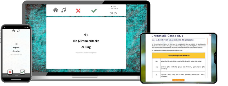Englisch-Aufbaukurs (B1/B2) + Audiotrainer - Onlinekurs