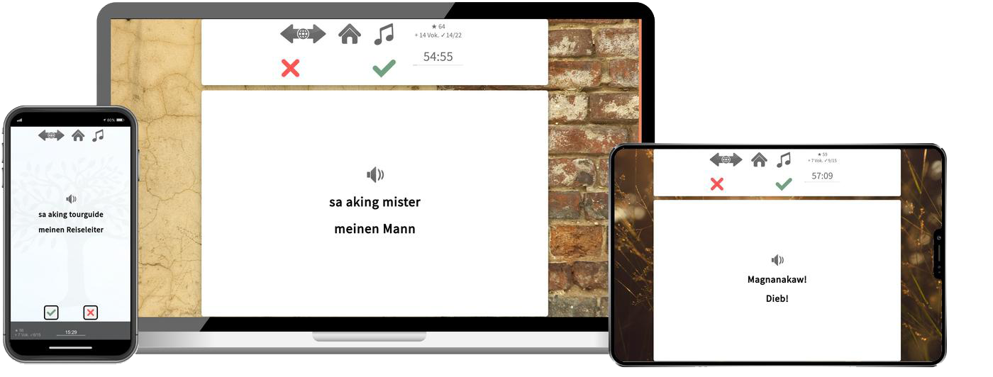 Filipino-Reisepaket - Onlinekurs Filipino Reisepaket Sprachkurs mit Audiotrainer für Urlaub und Reise