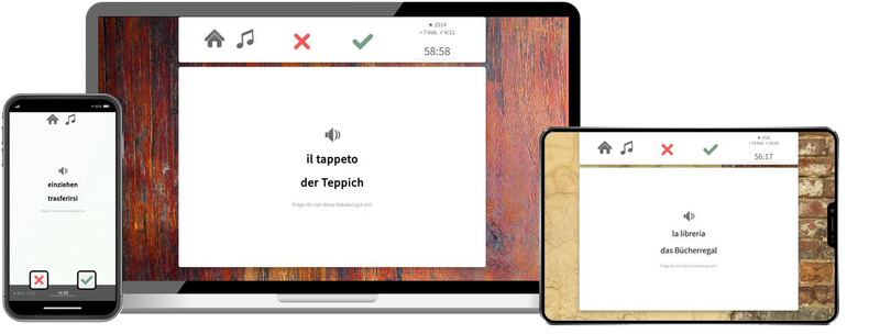 Italienisch-Aufbaukurs (B1/B2) + Audiotrainer - Onlinekurs
