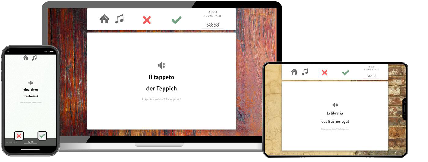 Italienisch Aufbaukurs B1 B2 Onlinekurs mit Audiotrainer für Fortgeschrittene
