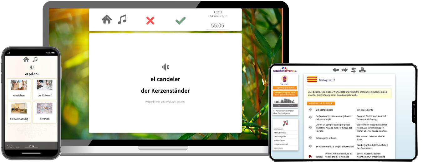 Katalanisch Aufbaukurs B1 B2 Onlinekurs mit Audiotrainer für Fortgeschrittene