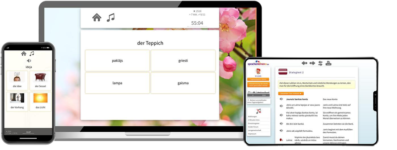 Lettisch-Aufbaukurs (B1/B2) + Audiotrainer - Onlinekurs