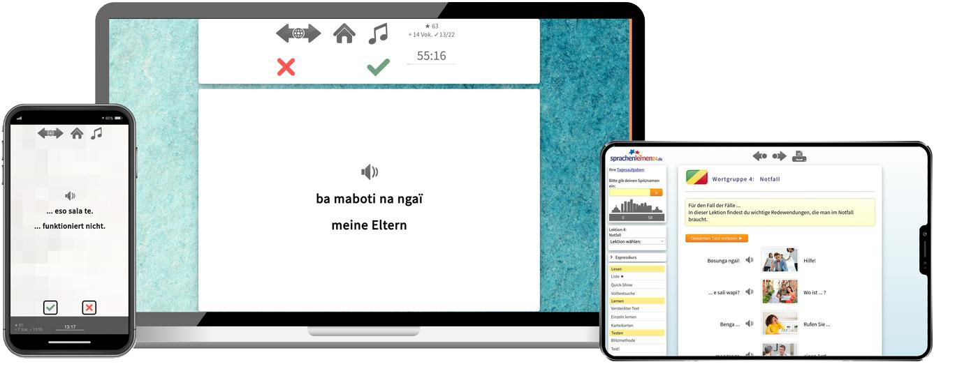 Lingala Expresskurs A1 Onlinekurs mit Audiotrainer für Anfänger und Reisen