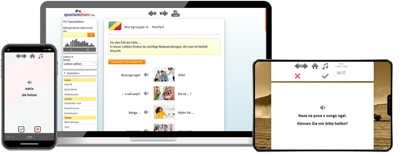Lingala Reisepaket Sprachkurs mit Audiotrainer für Urlaub und Reise