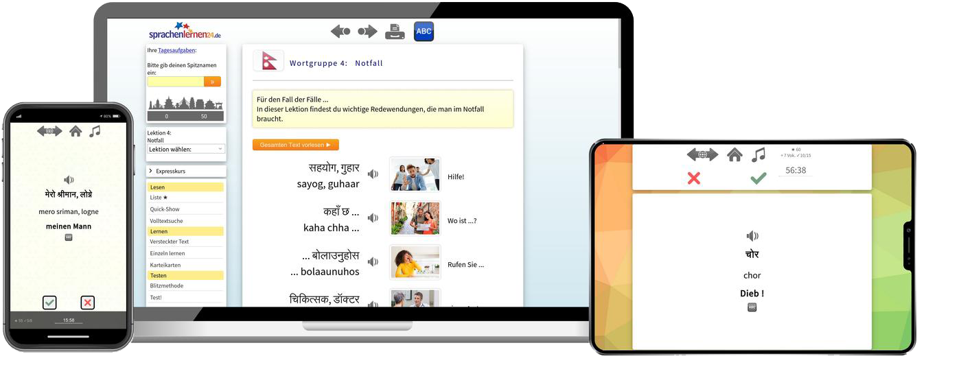 Nepali Reisepaket Sprachkurs mit Audiotrainer für Urlaub und Reise