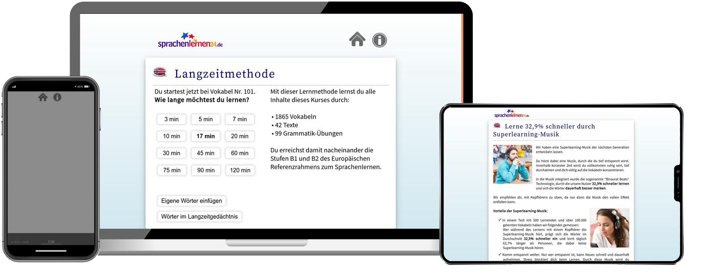 Norwegisch Aufbaukurs B1 B2 Onlinekurs mit Audiotrainer für Fortgeschrittene