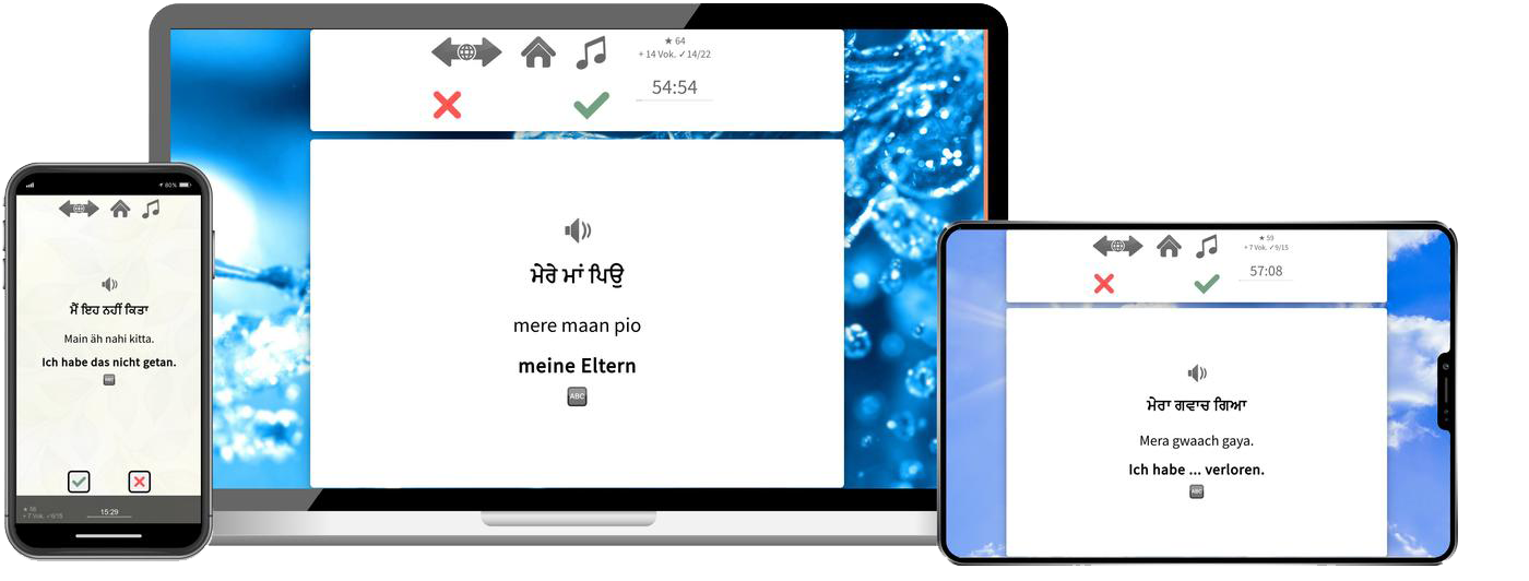 Punjabi Expresskurs A1 Onlinekurs mit Audiotrainer für Anfänger und Reisen