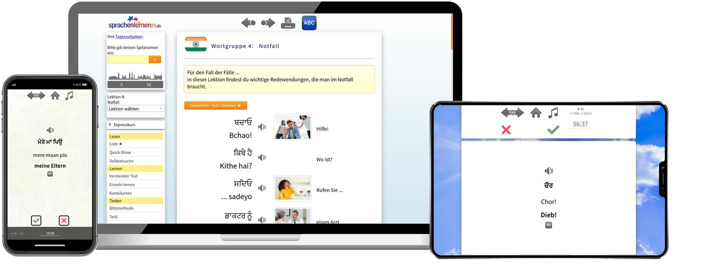 Punjabi Reisepaket Sprachkurs mit Audiotrainer für Urlaub und Reise