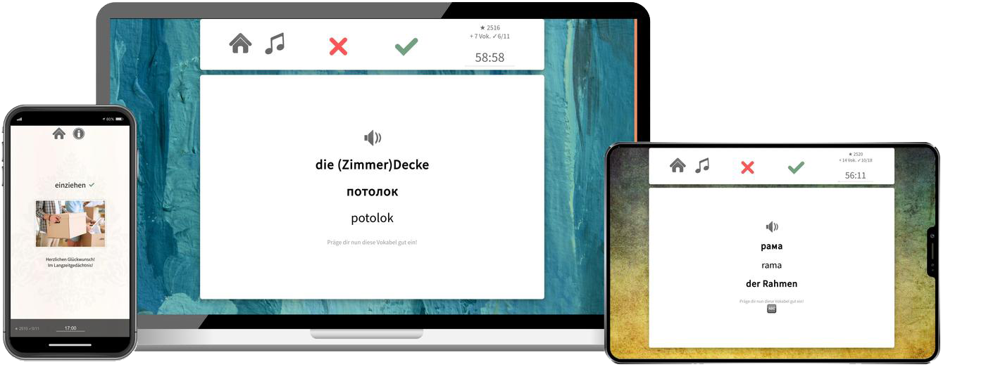 Russisch-Aufbaukurs (B1/B2) + Audiotrainer - Onlinekurs