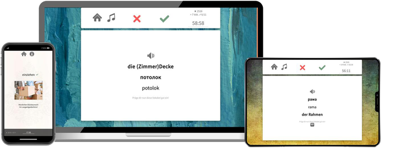 Russisch-Aufbaukurs (B1/B2) + Audiotrainer - Onlinekurs