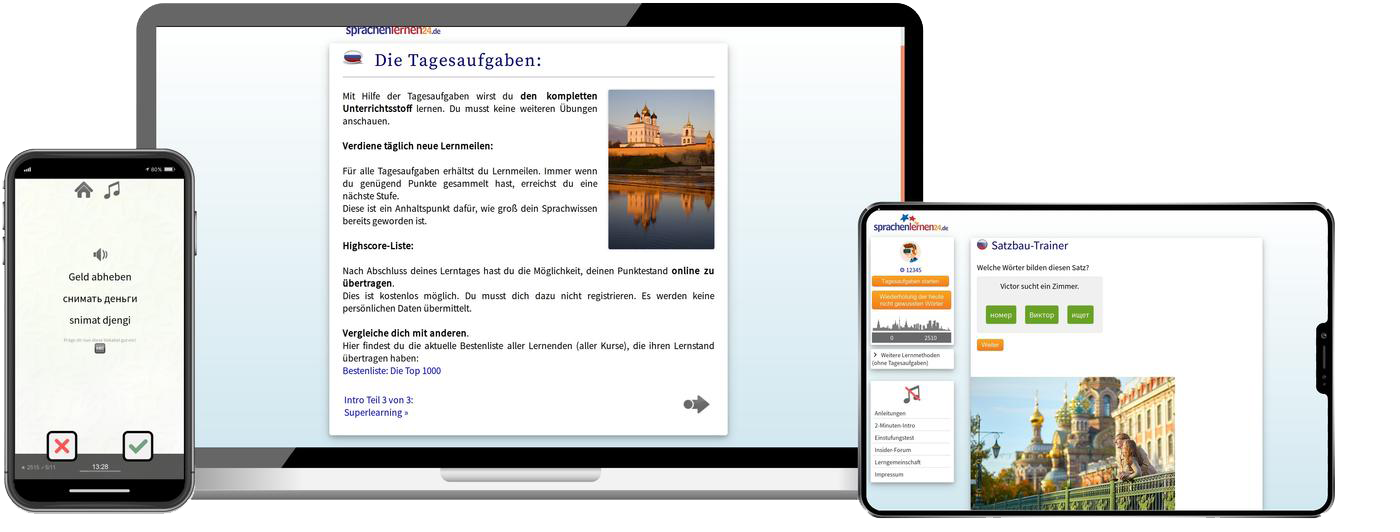 Russisch-Komplettpaket - Onlinekurs Russisch Komplettpaket Sprachkurs A1 bis C2 Onlinekurs mit Audiotrainer