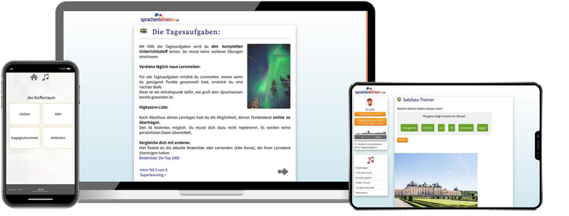 Schwedisch Komplettpaket Sprachkurs A1 bis C2 Onlinekurs mit Audiotrainer