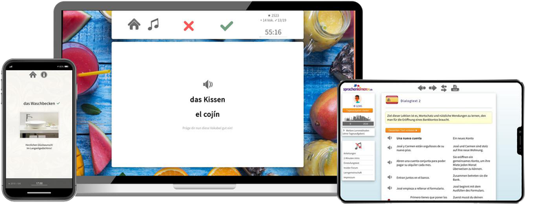 Spanisch-Aufbaukurs (B1/B2) + Audiotrainer - Onlinekurs