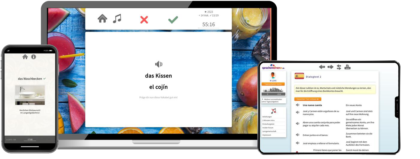 Spanisch Aufbaukurs B1 B2 Onlinekurs mit Audiotrainer für Fortgeschrittene