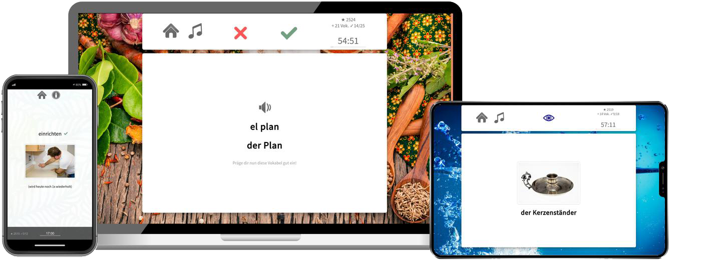 Spanisch (Südamerika)-Aufbaukurs (B1/B2) + Audiotrainer - Onlinekurs