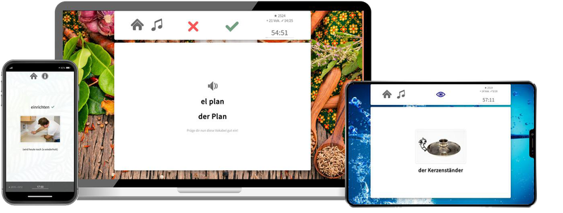 Spanisch (Südamerika)-Aufbaukurs (B1/B2) + Audiotrainer - Onlinekurs