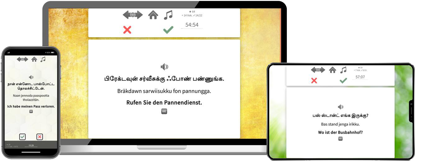 Tamil-Expresskurs + Audiotrainer - Onlinekurs Tamil Expresskurs A1 Onlinekurs mit Audiotrainer für Anfänger und Reisen