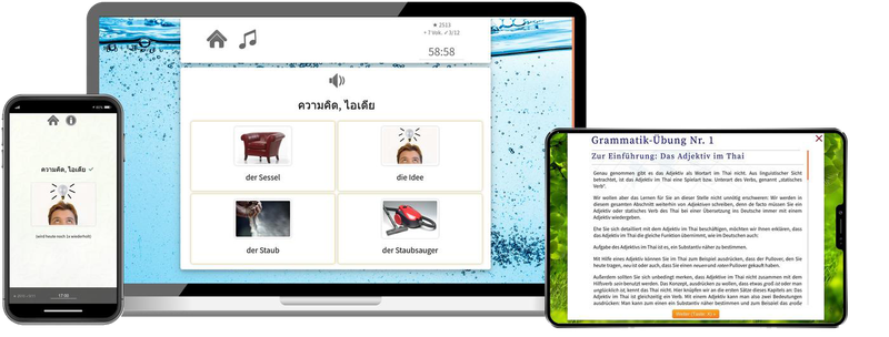 Thailändisch-Aufbaukurs (B1/B2) + Audiotrainer - Onlinekurs Thailändisch Aufbaukurs B1 B2 Onlinekurs mit Audiotrainer für Fortgeschrittene