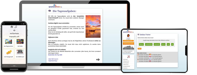 Thailändisch-Komplettpaket - Onlinekurs Thailändisch Komplettpaket Sprachkurs A1 bis C2 Onlinekurs mit Audiotrainer