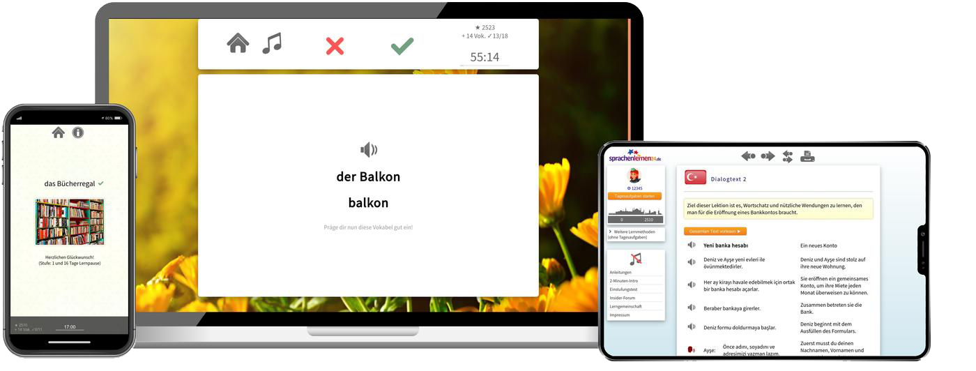 Türkisch Aufbaukurs B1 B2 Onlinekurs mit Audiotrainer für Fortgeschrittene