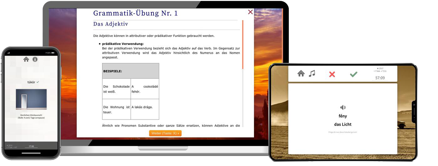 Ungarisch Aufbaukurs B1 B2 Onlinekurs mit Audiotrainer für Fortgeschrittene