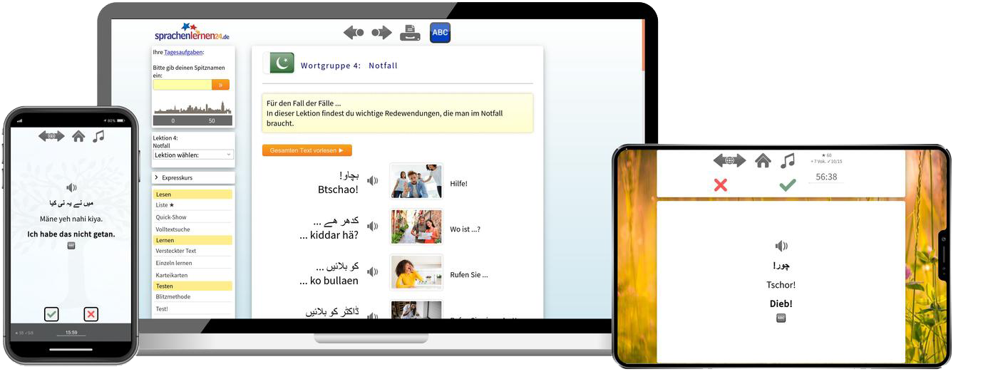 Urdu Reisepaket Sprachkurs mit Audiotrainer für Urlaub und Reise