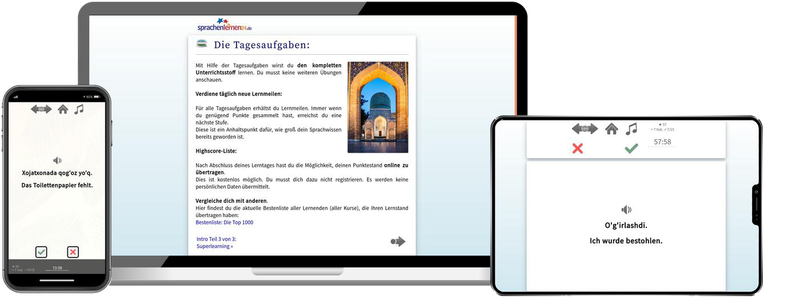 Usbekisch Reisepaket Sprachkurs mit Audiotrainer für Urlaub und Reise