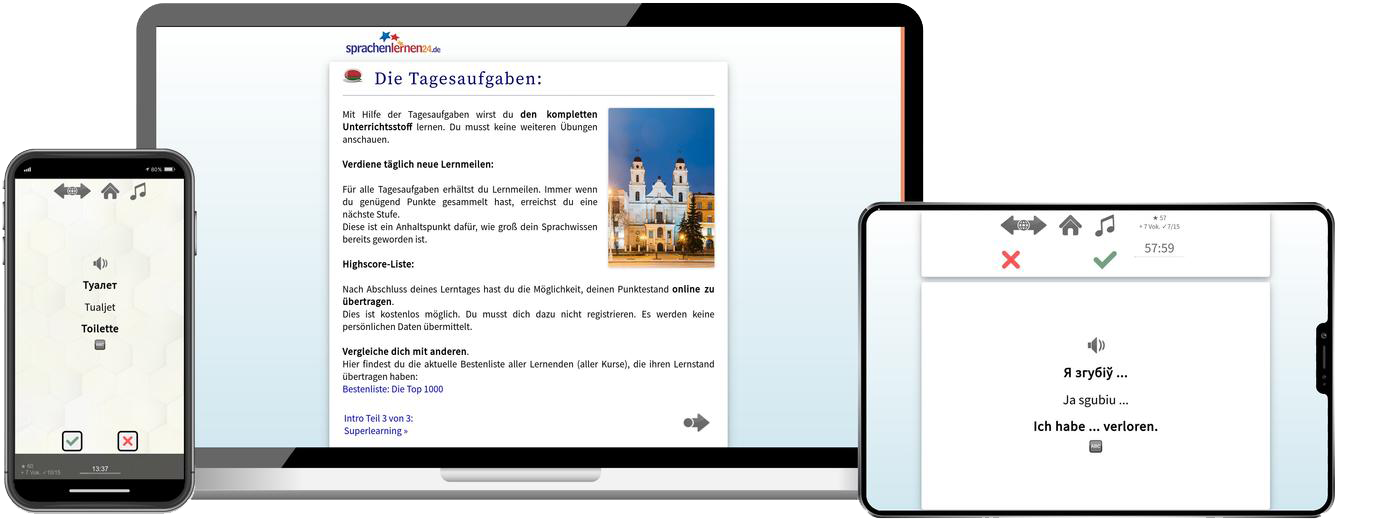 Weißrussisch Reisepaket Sprachkurs mit Audiotrainer für Urlaub und Reise