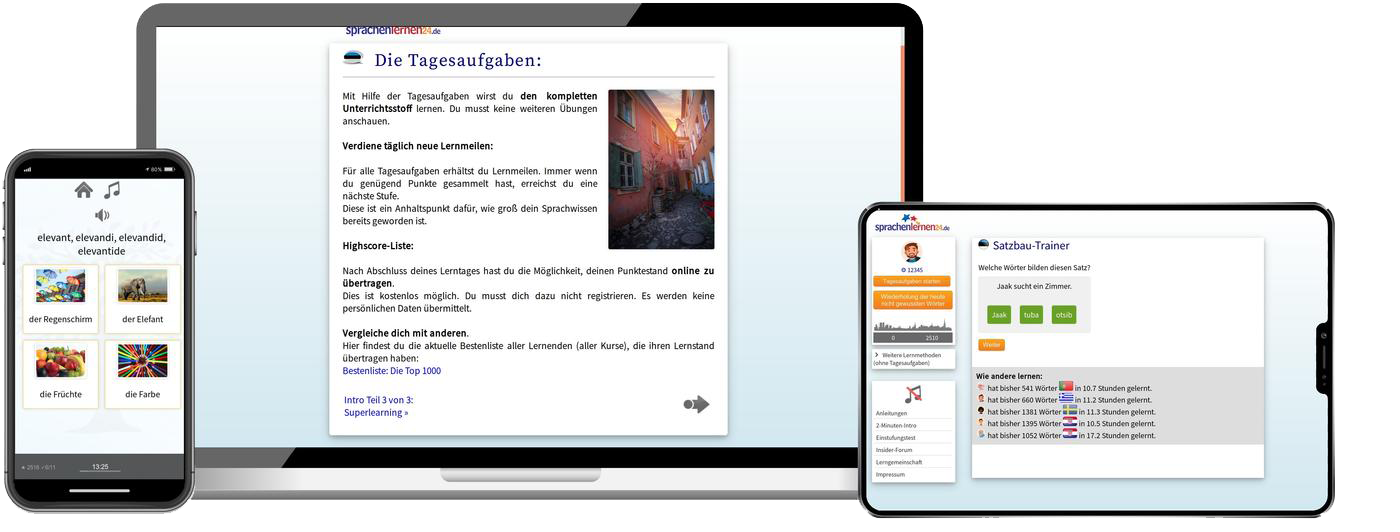 Deutsch lernen für Esten Basiskurs A1 A2 Onlinekurs für Anfänger