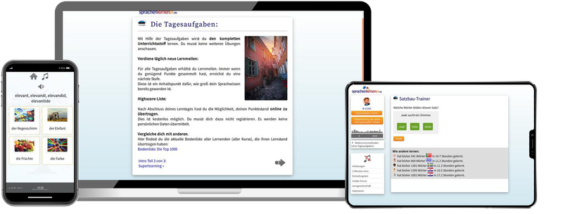 Deutsch lernen für Esten-Basiskurs (A1/A2) + Audiotrainer - Onlinekurs