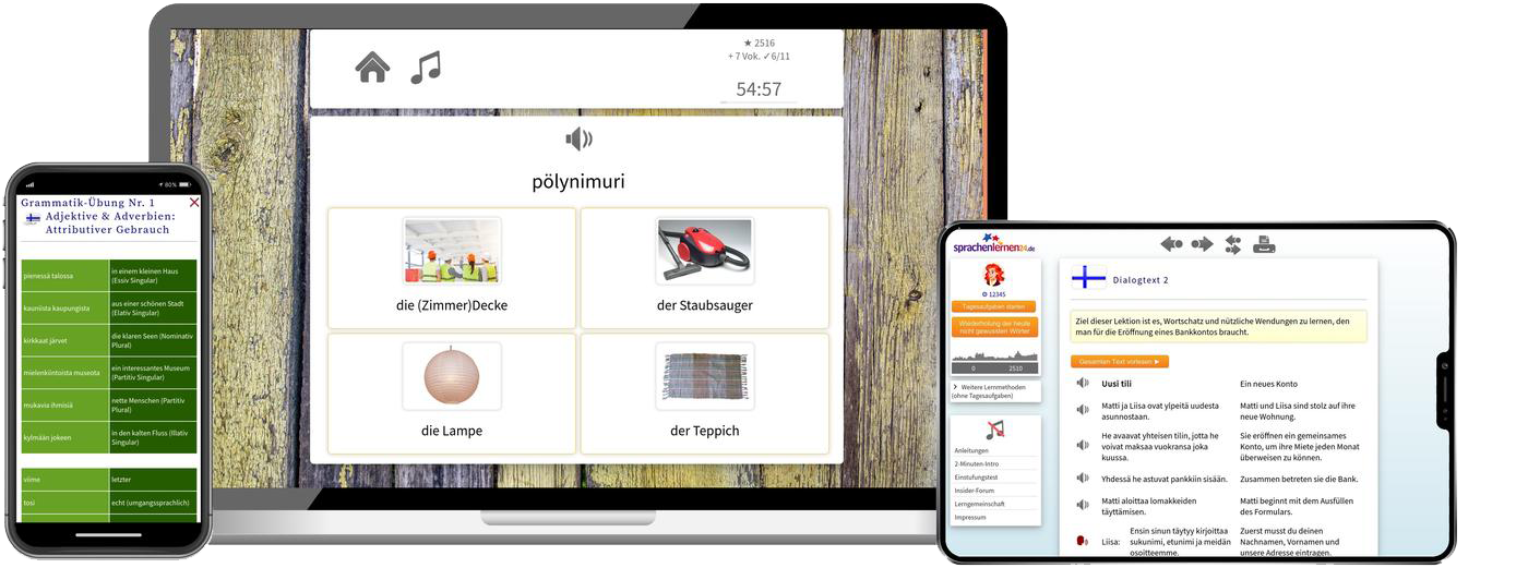 Deutsch lernen für Finnen-Basiskurs (A1/A2) + Audiotrainer - Onlinekurs Deutsch lernen für Finnen Basiskurs A1 A2 Onlinekurs für Anfänger
