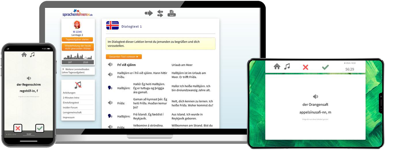 Deutsch lernen für Isländer-Basiskurs (A1/A2) + Audiotrainer - Onlinekurs Deutsch lernen für Isländer-Basiskurs (A1/A2) + Audiotrainer - Onlinekurs
