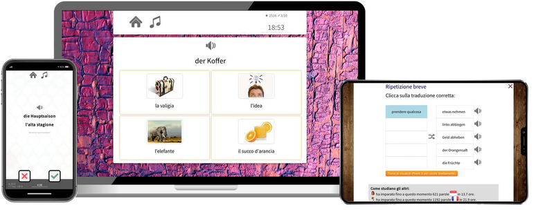 Deutsch lernen für Italiener-Basiskurs (A1/A2) + Audiotrainer - Onlinekurs