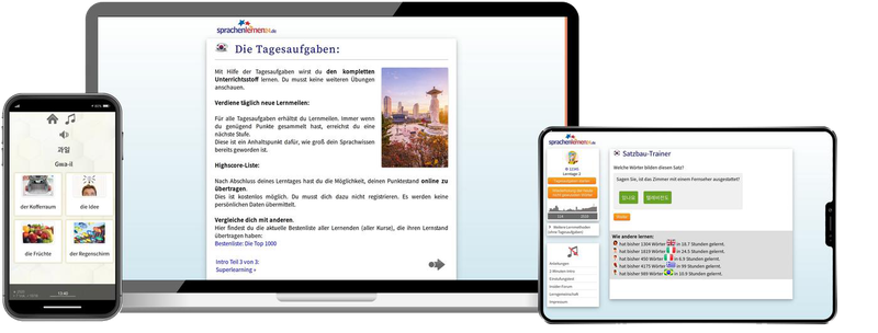 Deutsch lernen für Koreaner-Basiskurs (A1/A2) + Audiotrainer - Onlinekurs