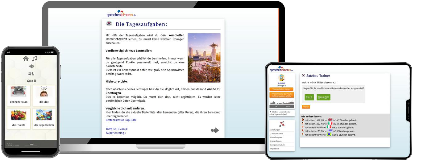 Deutsch lernen für Koreaner-Basiskurs (A1/A2) + Audiotrainer - Onlinekurs Deutsch lernen für Koreaner Basiskurs A1 A2 Onlinekurs für Anfänger
