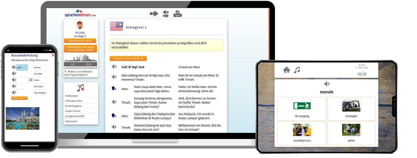 Deutsch lernen für Malaysier-Basiskurs (A1/A2) + Audiotrainer - Onlinekurs Deutsch lernen für Malaysier Basiskurs A1 A2 Onlinekurs für Anfänger