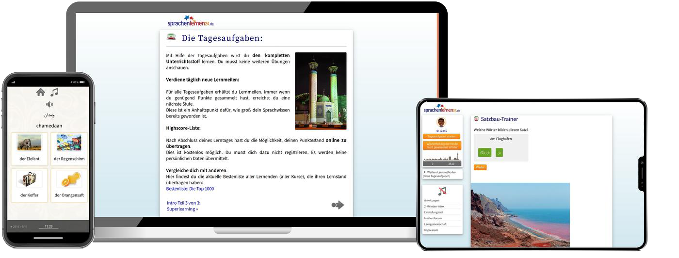 Deutsch lernen für Perser-Basiskurs (A1/A2) + Audiotrainer - Onlinekurs Deutsch lernen für Perser Basiskurs A1 A2 Onlinekurs für Anfänger