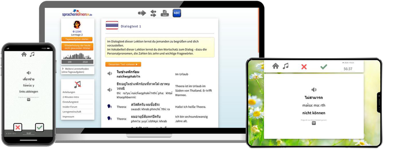 Deutsch lernen für Thailänder-Basiskurs (A1/A2) + Audiotrainer - Onlinekurs
