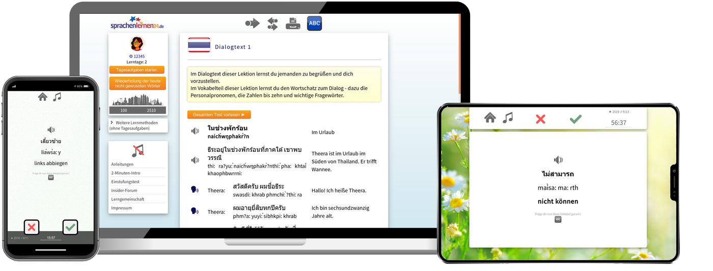Deutsch lernen für Thailänder-Basiskurs (A1/A2) + Audiotrainer - Onlinekurs Deutsch lernen für Thailänder Basiskurs A1 A2 Onlinekurs für Anfänger