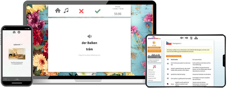 Deutsch lernen für Tschechen-Basiskurs (A1/A2) + Audiotrainer - Onlinekurs