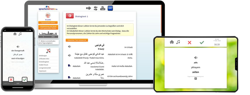 Deutsch lernen für Tunesier-Basiskurs (A1/A2) + Audiotrainer - Onlinekurs