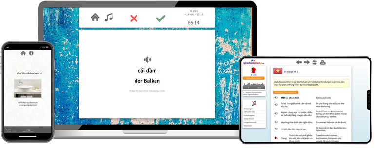 Deutsch lernen für Vietnamesen-Basiskurs (A1/A2) + Audiotrainer - Onlinekurs